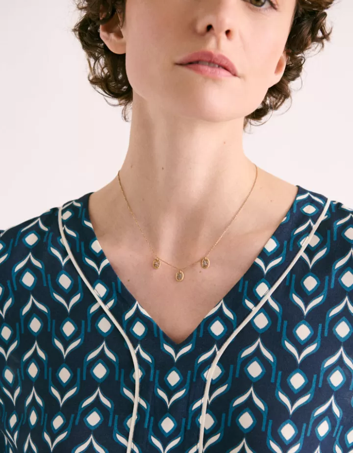 Robes & Jupes>DEVERNOIS Robe imprimée En crêpe de viscose Bleumarine