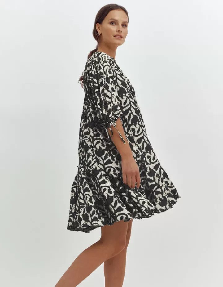 Robes & Jupes>DEVERNOIS Robe imprimée En viscose Noir