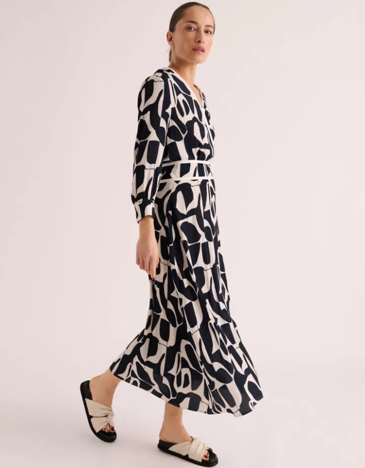 Robes & Jupes>DEVERNOIS Robe longue imprimée En crêpe de viscose Noir