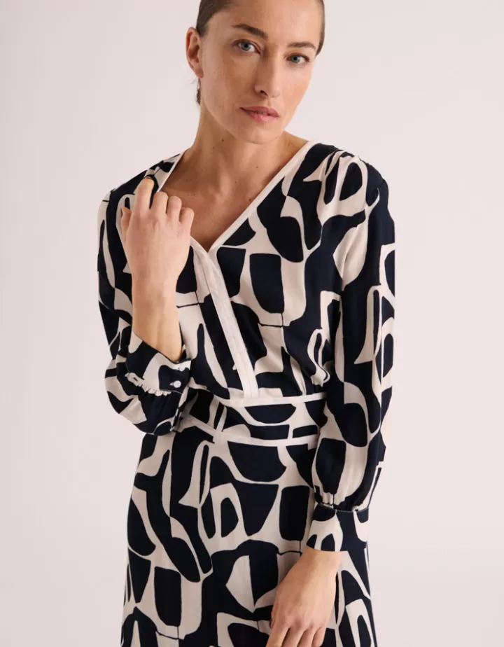 Robes & Jupes>DEVERNOIS Robe longue imprimée En crêpe de viscose Noir