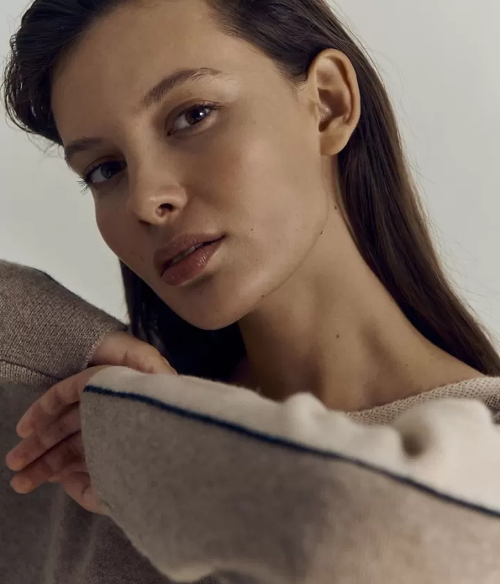 Robes & Jupes | Maille>DEVERNOIS Robe maille En laine et cachemire Beige