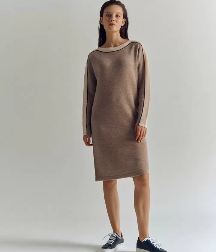 Robes & Jupes | Maille>DEVERNOIS Robe maille En laine et cachemire Beige