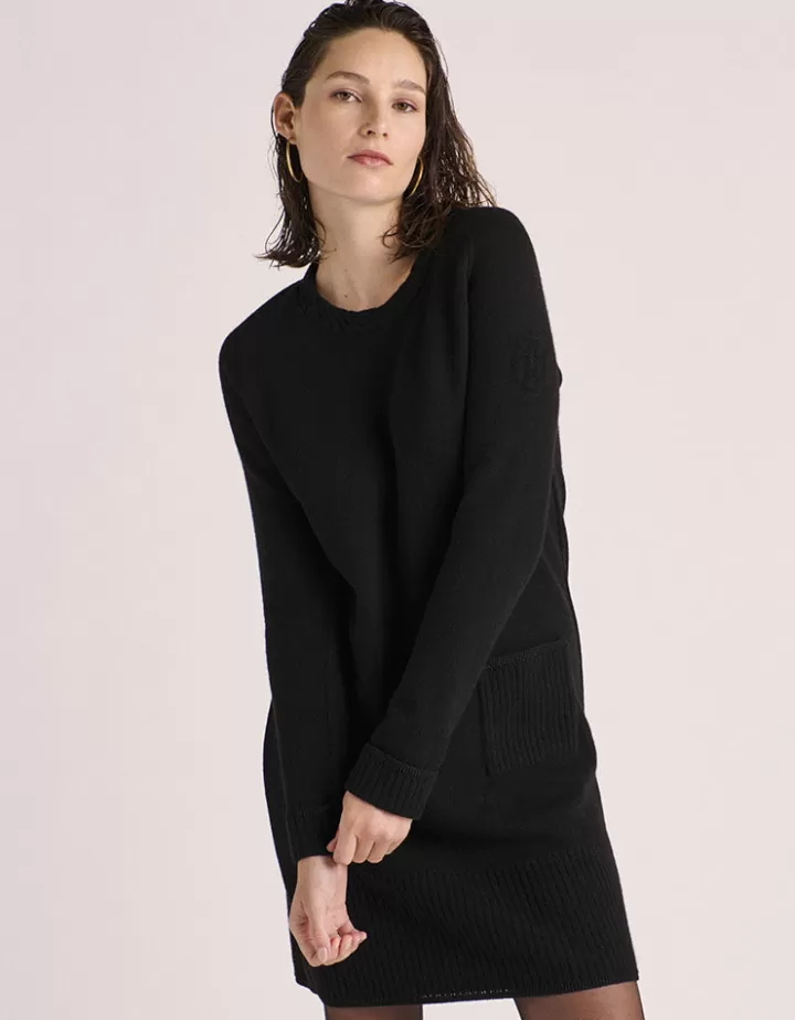 Robes & Jupes | Maille>DEVERNOIS Robe maille en laine mérinos et cachemire Tricotée en France Noir