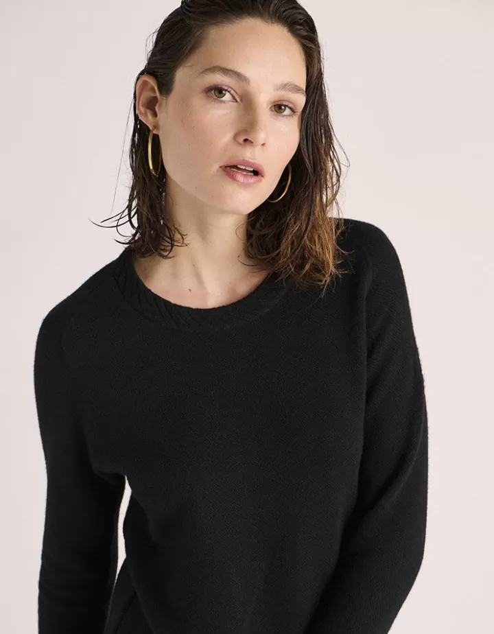 Robes & Jupes | Maille>DEVERNOIS Robe maille en laine mérinos et cachemire Tricotée en France Noir