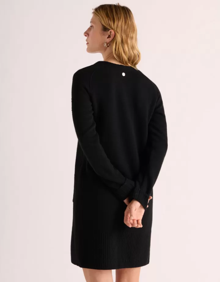 Robes & Jupes | Maille>DEVERNOIS Robe maille en laine mérinos et cachemire Tricotée en France Noir