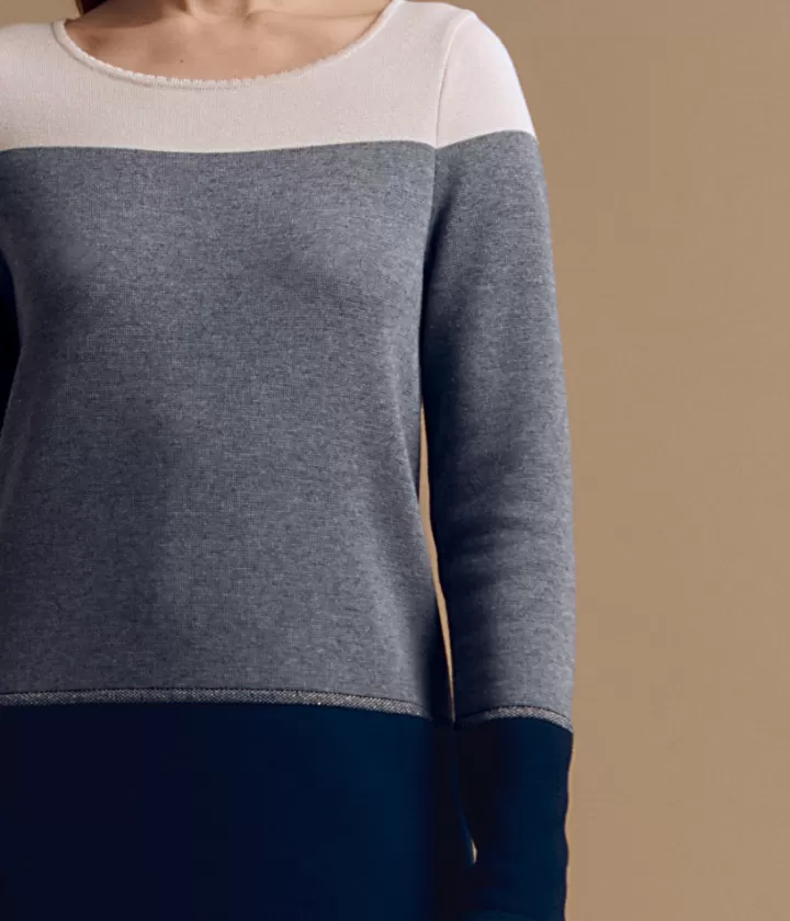 Robes & Jupes | Maille>DEVERNOIS Robe maille en laine Mérinos et viscose Tricotée en France Bleumarine