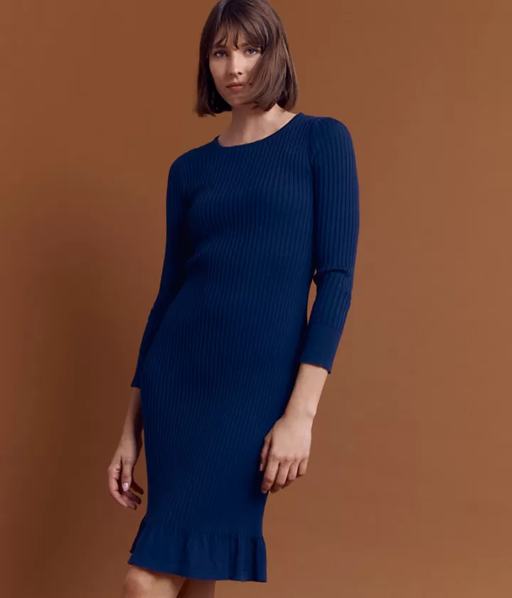 Robes & Jupes | Maille>DEVERNOIS Robe maille en laine mérinos Tricotée en France Violetlolite