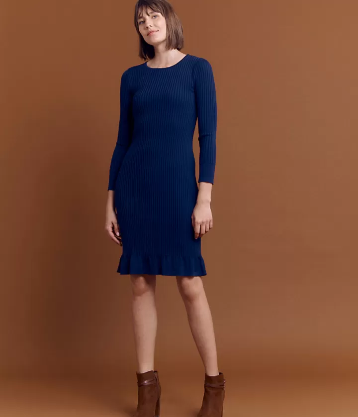 Robes & Jupes | Maille>DEVERNOIS Robe maille en laine mérinos Tricotée en France Violetlolite