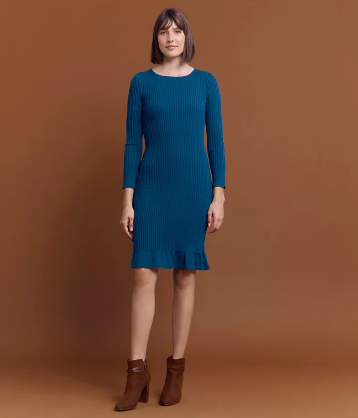 Robes & Jupes | Maille>DEVERNOIS Robe maille en laine mérinos Tricotée en France Bleuberlin