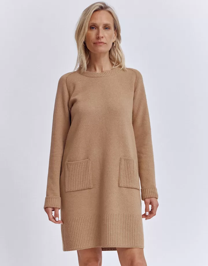 Robes & Jupes | Maille>DEVERNOIS Robe maille en mérinos et cachemire Made in France Marroncappuccino