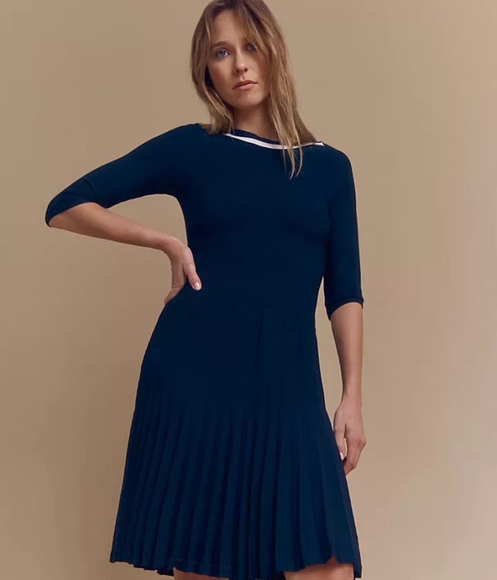 Robes & Jupes | Maille>DEVERNOIS Robe maille en viscose Made in France Bleumarine