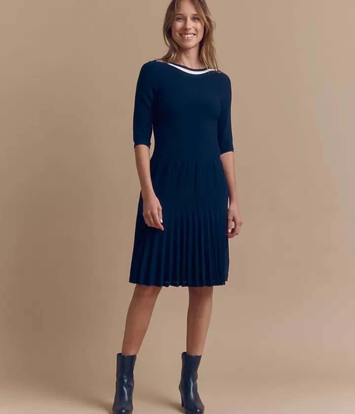 Robes & Jupes | Maille>DEVERNOIS Robe maille en viscose Made in France Bleumarine