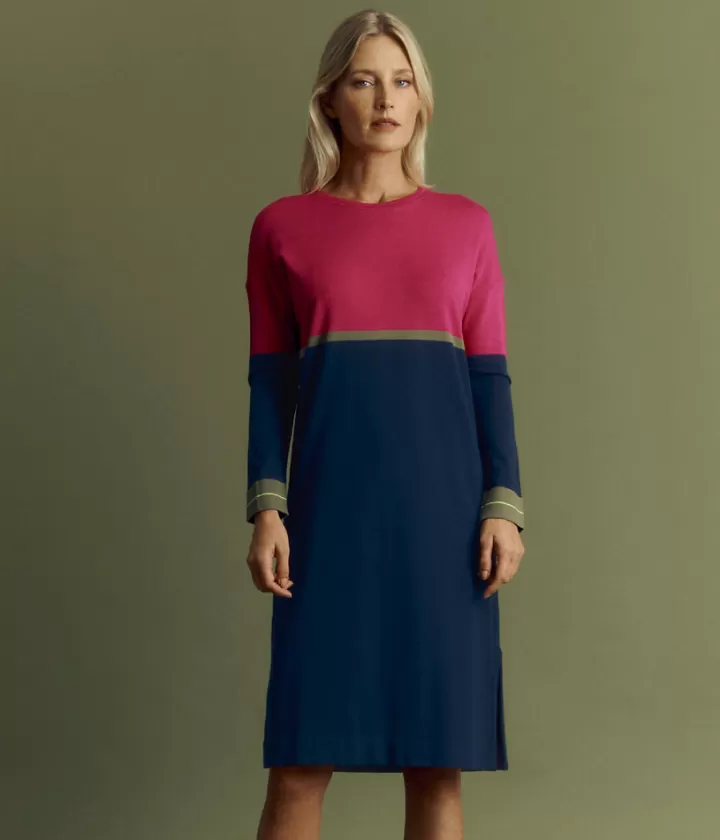 Robes & Jupes | Maille>DEVERNOIS Robe maille en viscose stretch Tricotée en France Bleumarine