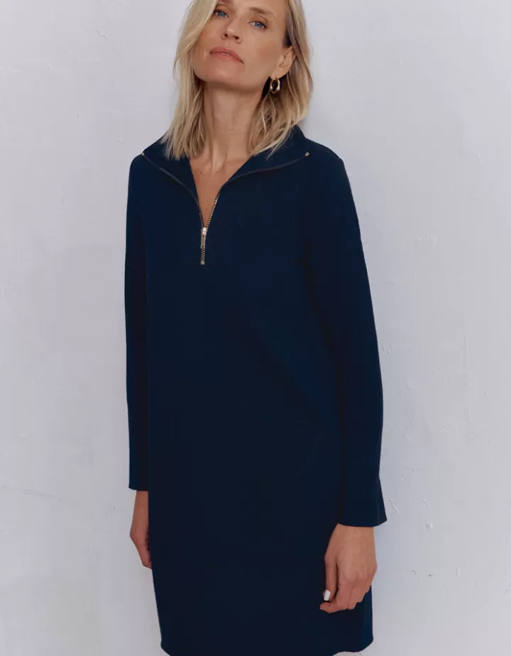 Robes & Jupes | Maille>DEVERNOIS Robe pull col camioneur Tricoté en France Noir
