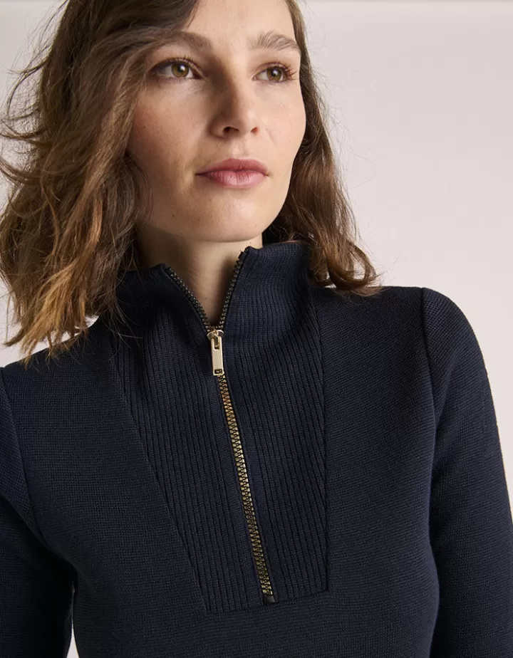 Robes & Jupes>DEVERNOIS Robe pull col camionneur Tricoté en France Stone