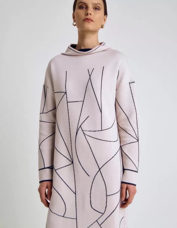 Robes & Jupes | Maille>DEVERNOIS Robe pull maille jacquard Tricotée en France Beige
