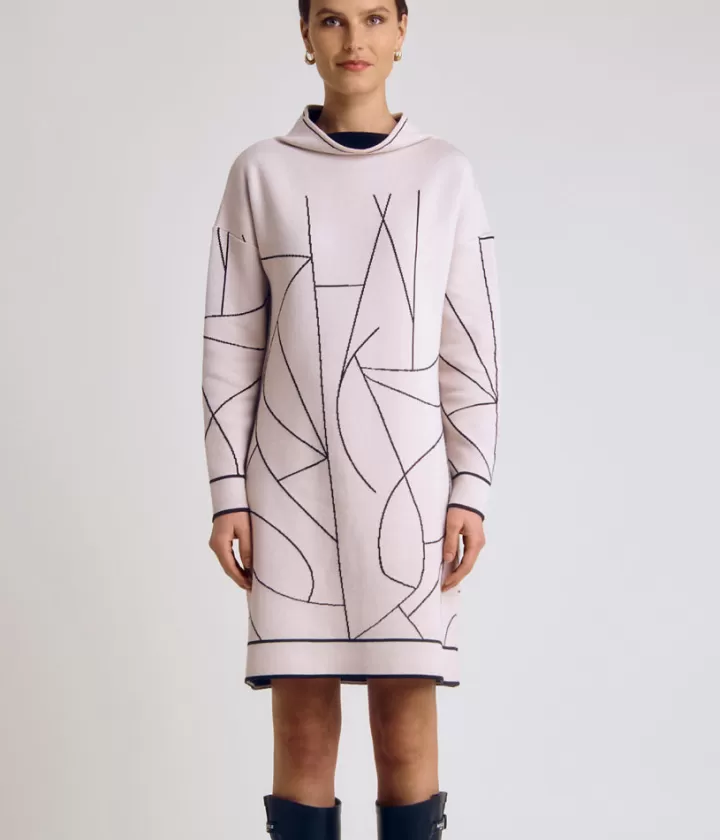 Robes & Jupes | Maille>DEVERNOIS Robe pull maille jacquard Tricotée en France Beige