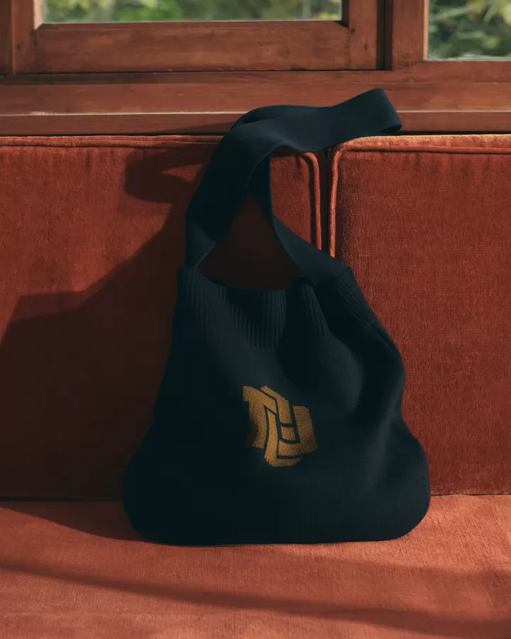 Accessoires | Maille>DEVERNOIS Sac bandoulière en maille jacquard Made in France Bleumarine