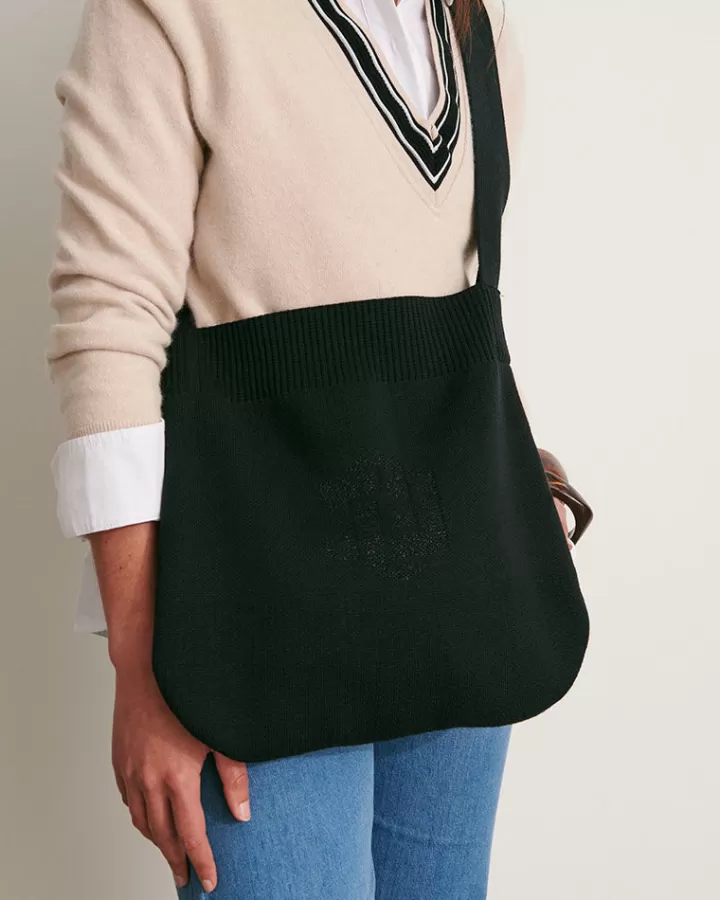 Accessoires | Maille>DEVERNOIS Sac bandoulière en maille jacquard Made in France Noir