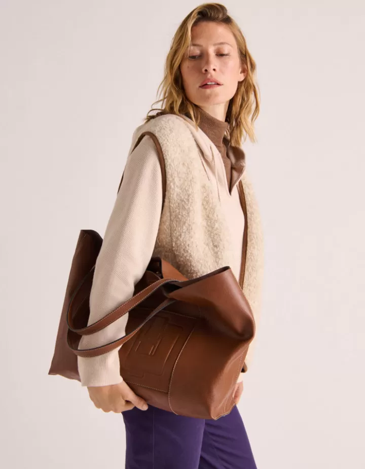 Accessoires>DEVERNOIS Sac cabas En cuir Marronchatain