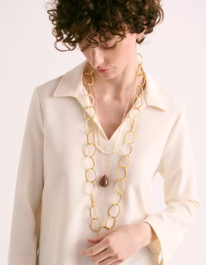 Accessoires>DEVERNOIS Sautoir en laiton Pendentif en agate Oror
