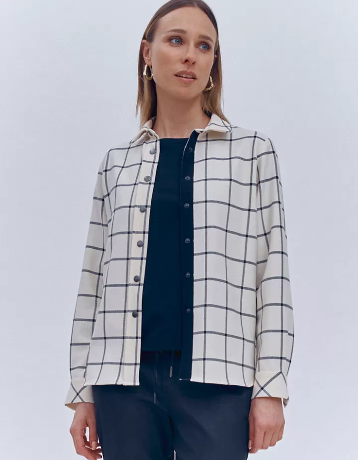 Tops & Chemises>DEVERNOIS Surchemise À carreaux Beige