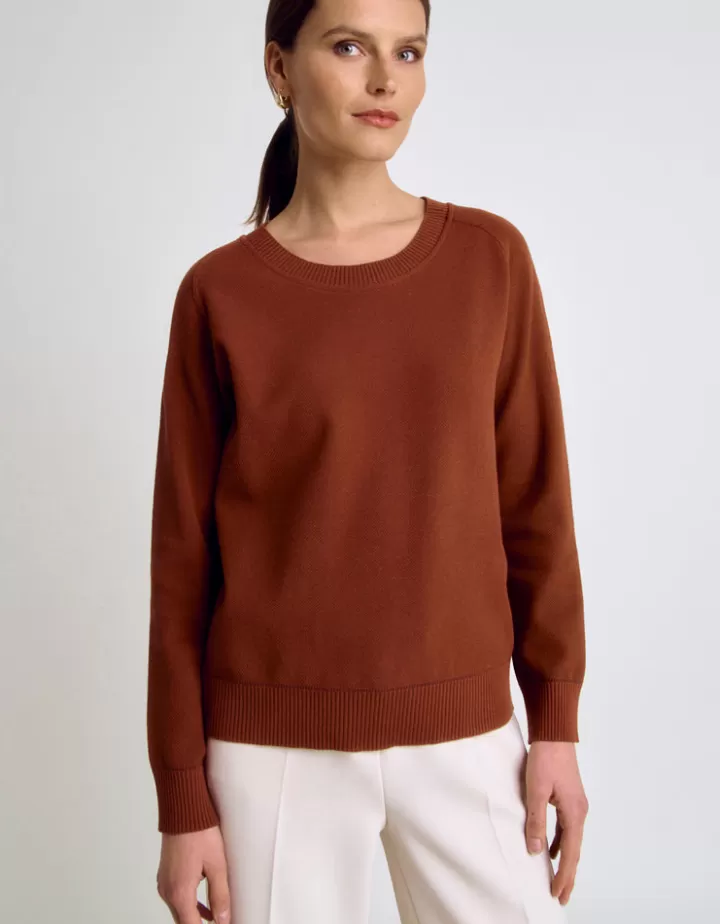 Maille>DEVERNOIS Sweat maille en viscose stretch Tricoté en France Cuivre