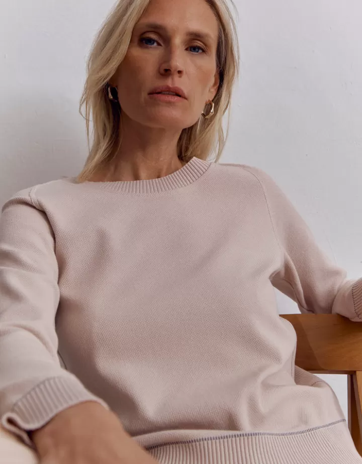 Maille>DEVERNOIS Sweat maille en viscose stretch Tricoté en France Beigecoquille