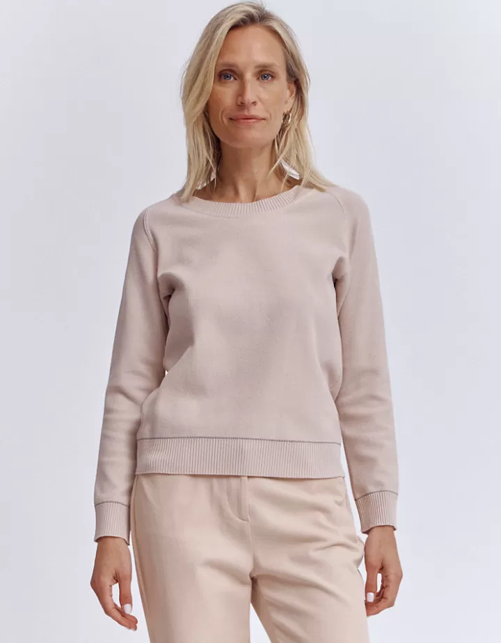 Maille>DEVERNOIS Sweat maille en viscose stretch Tricoté en France Beigecoquille