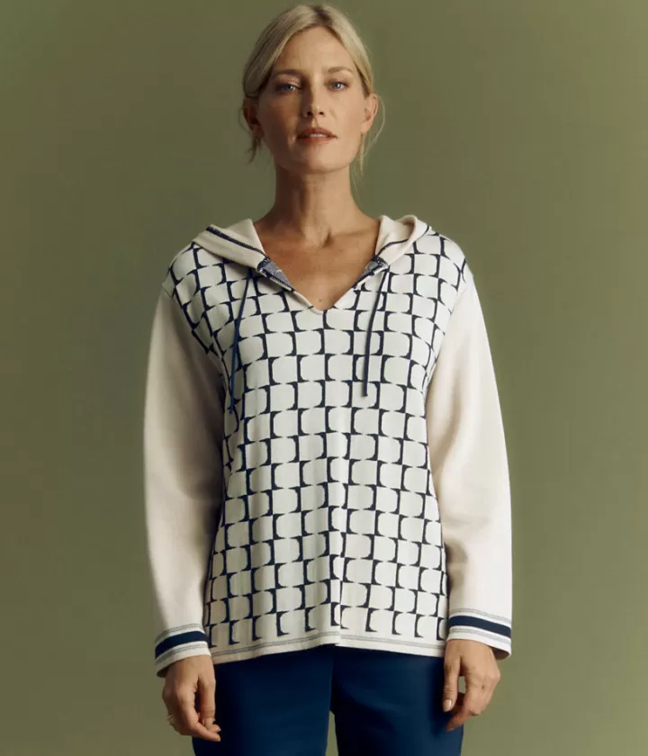 Maille>DEVERNOIS Sweat maille jacquard en viscose stretch Made in France Beige