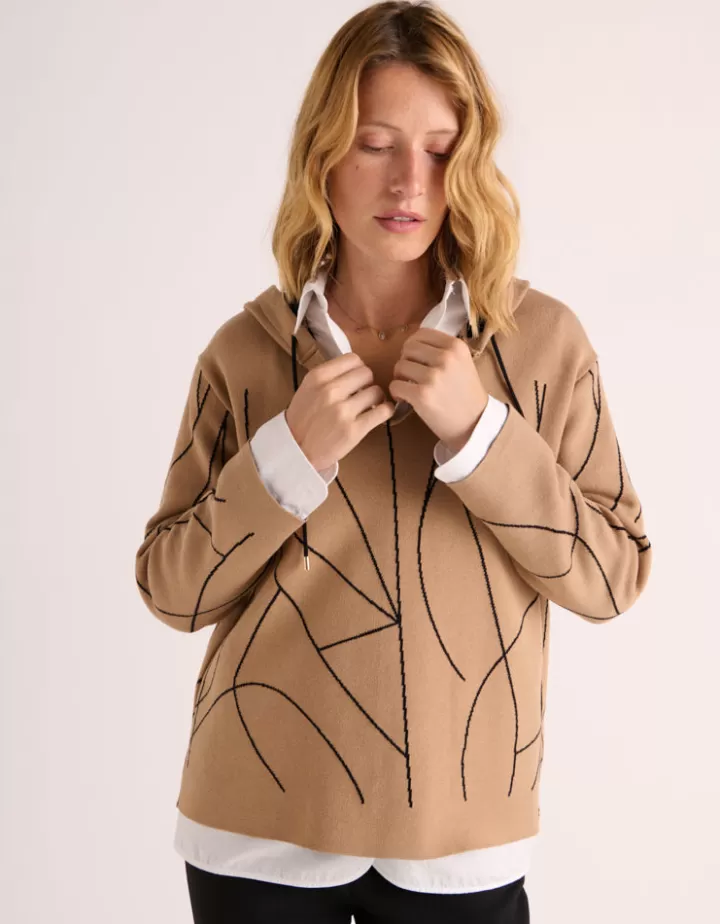 Maille>DEVERNOIS Sweat maille jacquard Made in France Marron