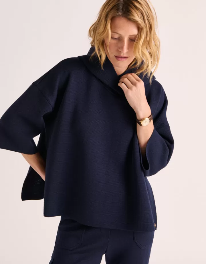 Maille>DEVERNOIS Sweat maille milano en laine mérinos Tricoté en France Stone