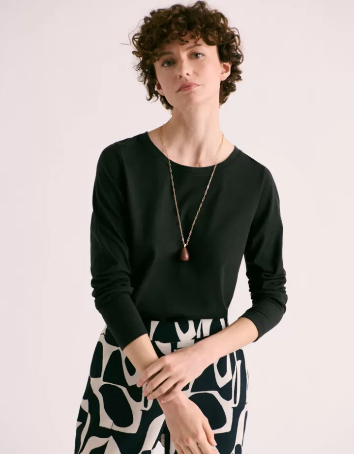 Tops & Chemises>DEVERNOIS Tee-shirt En coton et cachemire Noir