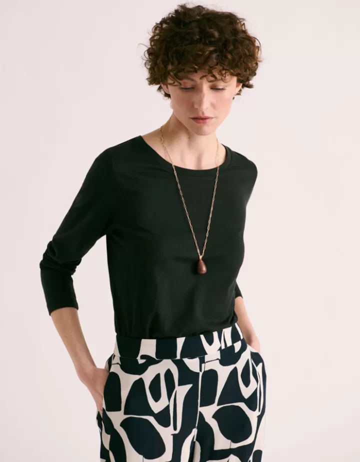 Tops & Chemises>DEVERNOIS Tee-shirt En coton et cachemire Noir