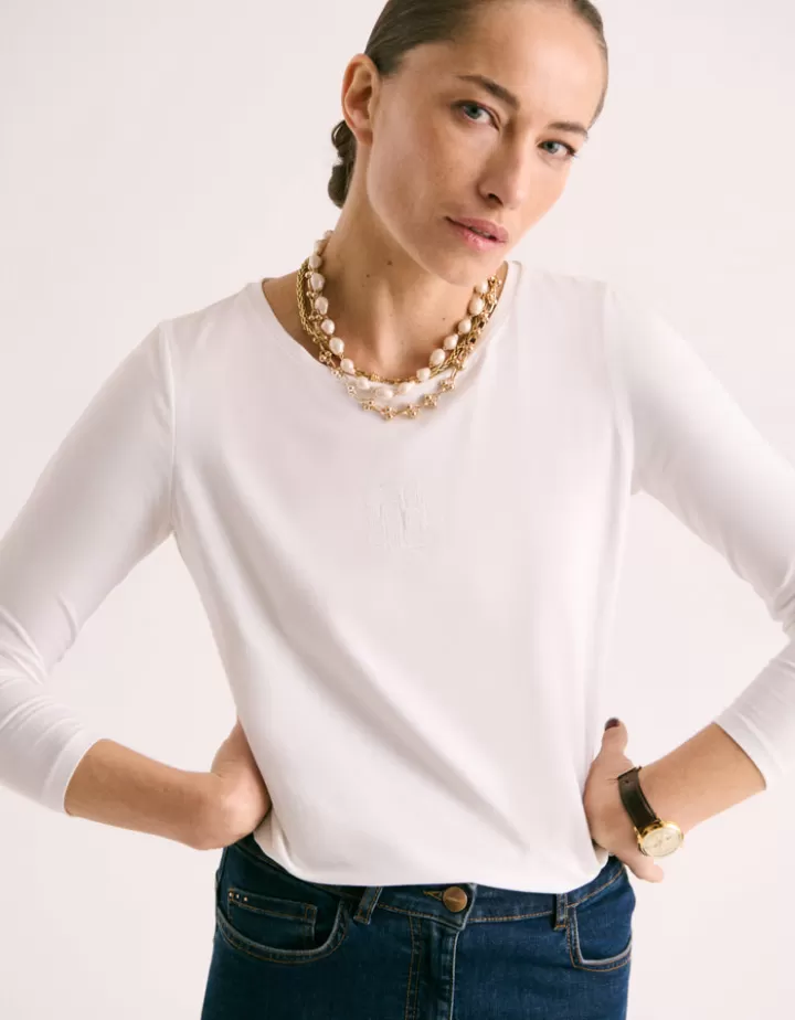 Tops & Chemises>DEVERNOIS Tee-shirt En coton strech Blanccasse