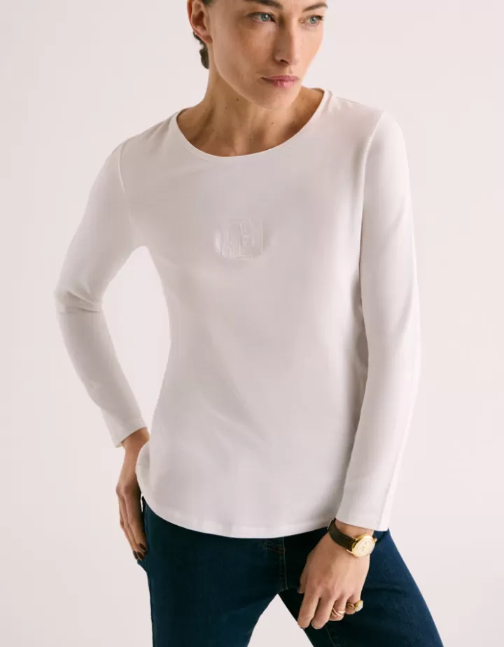 Tops & Chemises>DEVERNOIS Tee-shirt En coton strech Blanccasse