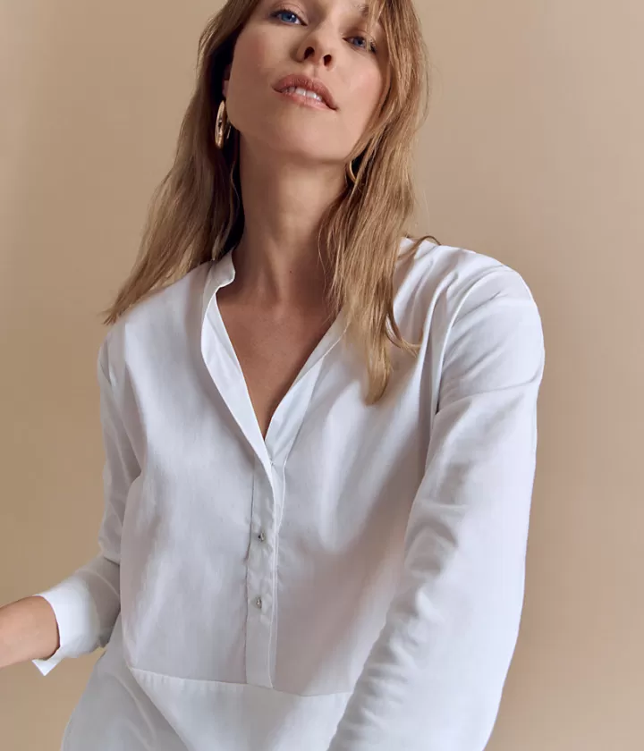 Tops & Chemises>DEVERNOIS Tee-shirt manches bi-matière En coton Blanccasse