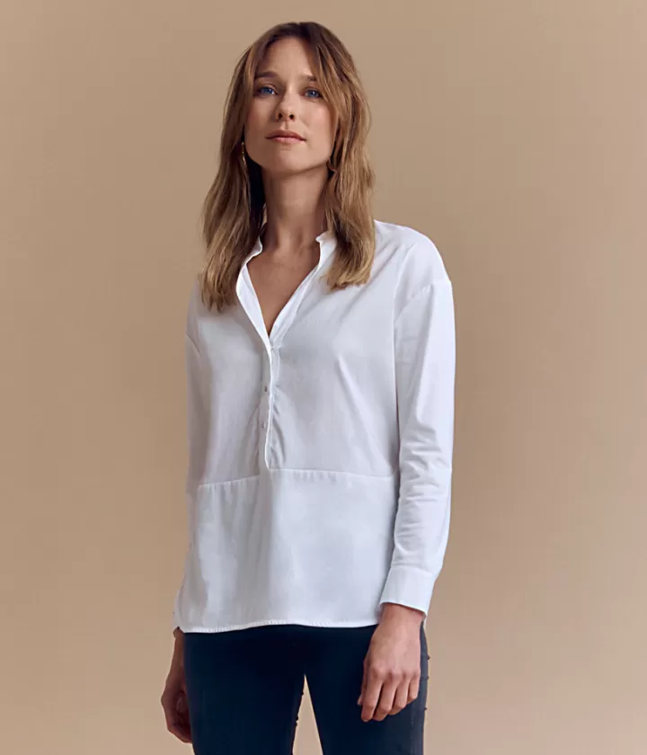 Tops & Chemises>DEVERNOIS Tee-shirt manches bi-matière En coton Blanccasse