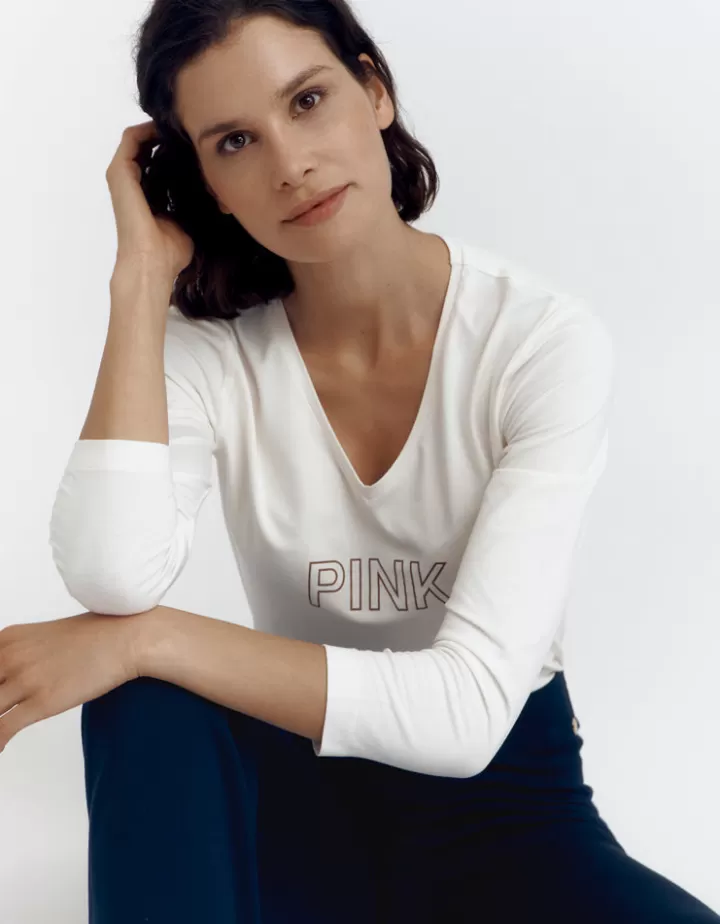 Tops & Chemises>DEVERNOIS Tee-shirt sérigraphié En jersey Blanccasse