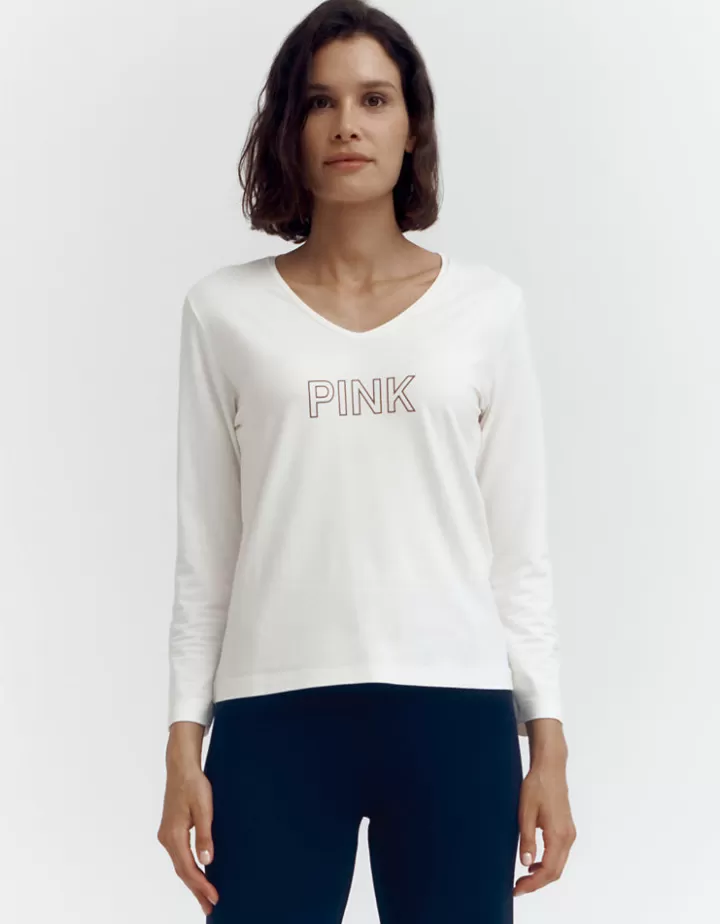 Tops & Chemises>DEVERNOIS Tee-shirt sérigraphié En jersey Blanccasse