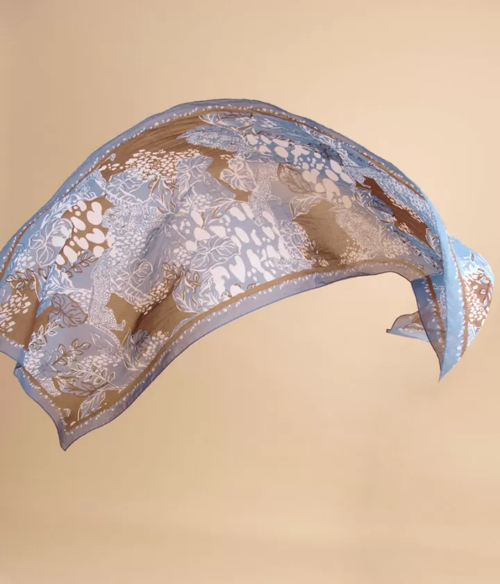 Accessoires>DEVERNOIS Étole en coton biologique Dessin animalier exclusif Marron
