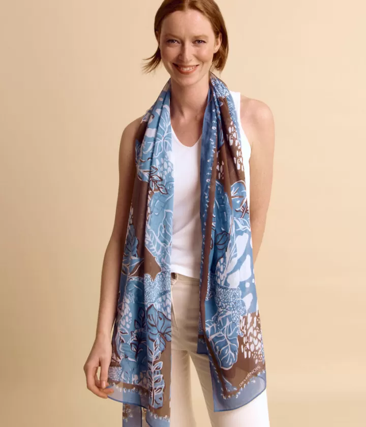 Accessoires>DEVERNOIS Étole en coton biologique Dessin animalier exclusif Marron