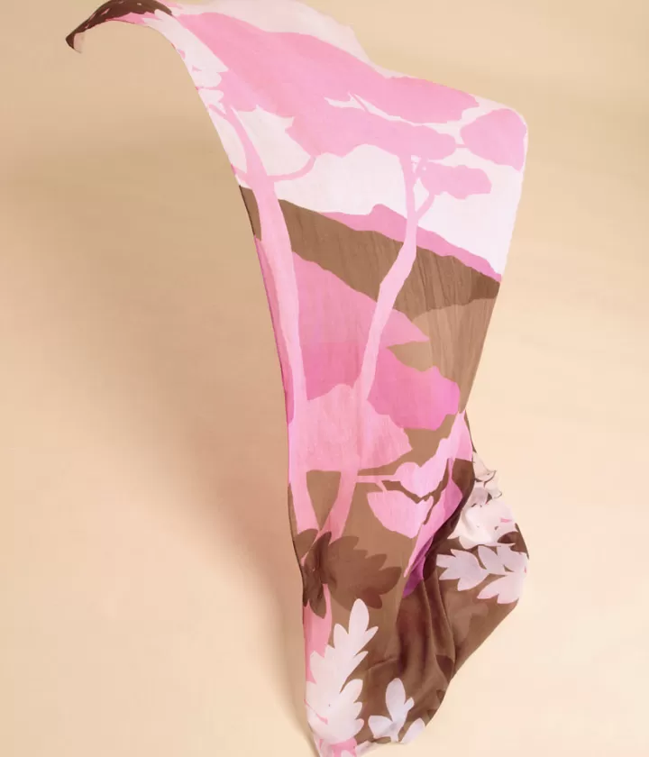 Accessoires>DEVERNOIS Étole en coton biologique Dessin exclusif Rose