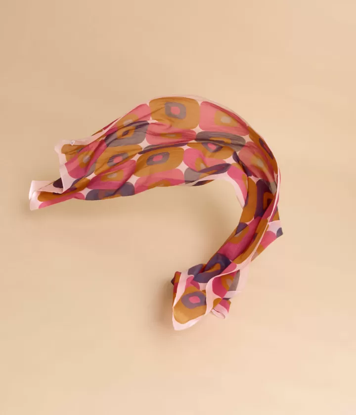Accessoires>DEVERNOIS Étole en coton Dessin exclusif Rose