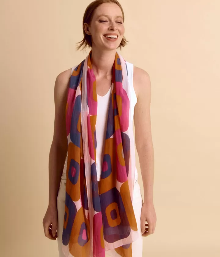 Accessoires>DEVERNOIS Étole en coton Dessin exclusif Rose