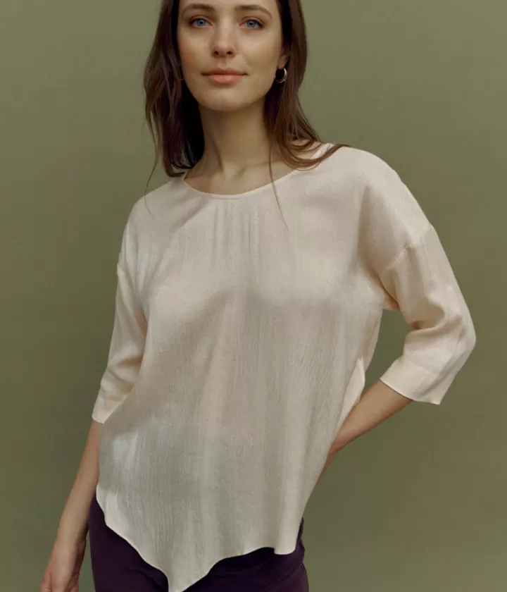Tops & Chemises>DEVERNOIS Top fluide asymétrique En viscose Beigechampagne