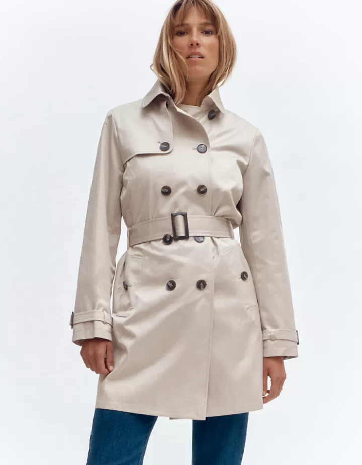 Vestes & Manteaux>DEVERNOIS Trench-coat En coton déperlant Beigegalet