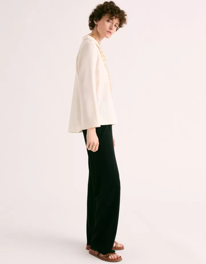 Tops & Chemises>DEVERNOIS Tunique style vareuse En crêpe 3D Blanccasse