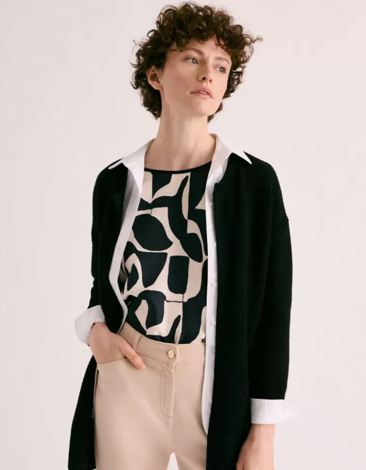 Vestes & Manteaux | Maille>DEVERNOIS Veste courte maille irisée Tricotée en France Noir