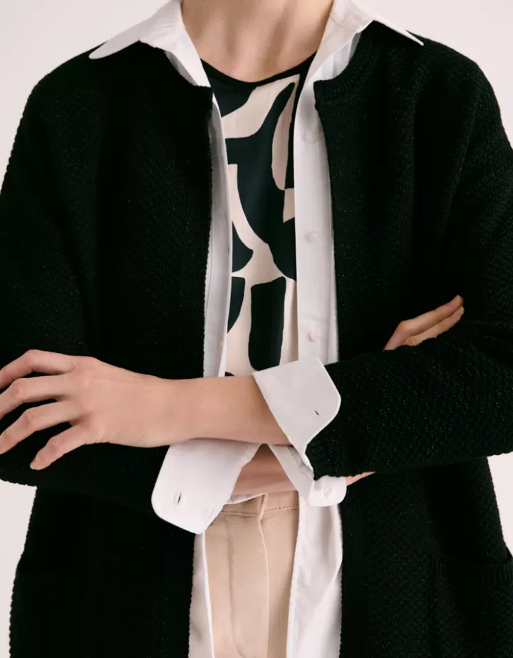 Vestes & Manteaux | Maille>DEVERNOIS Veste courte maille irisée Tricotée en France Noir